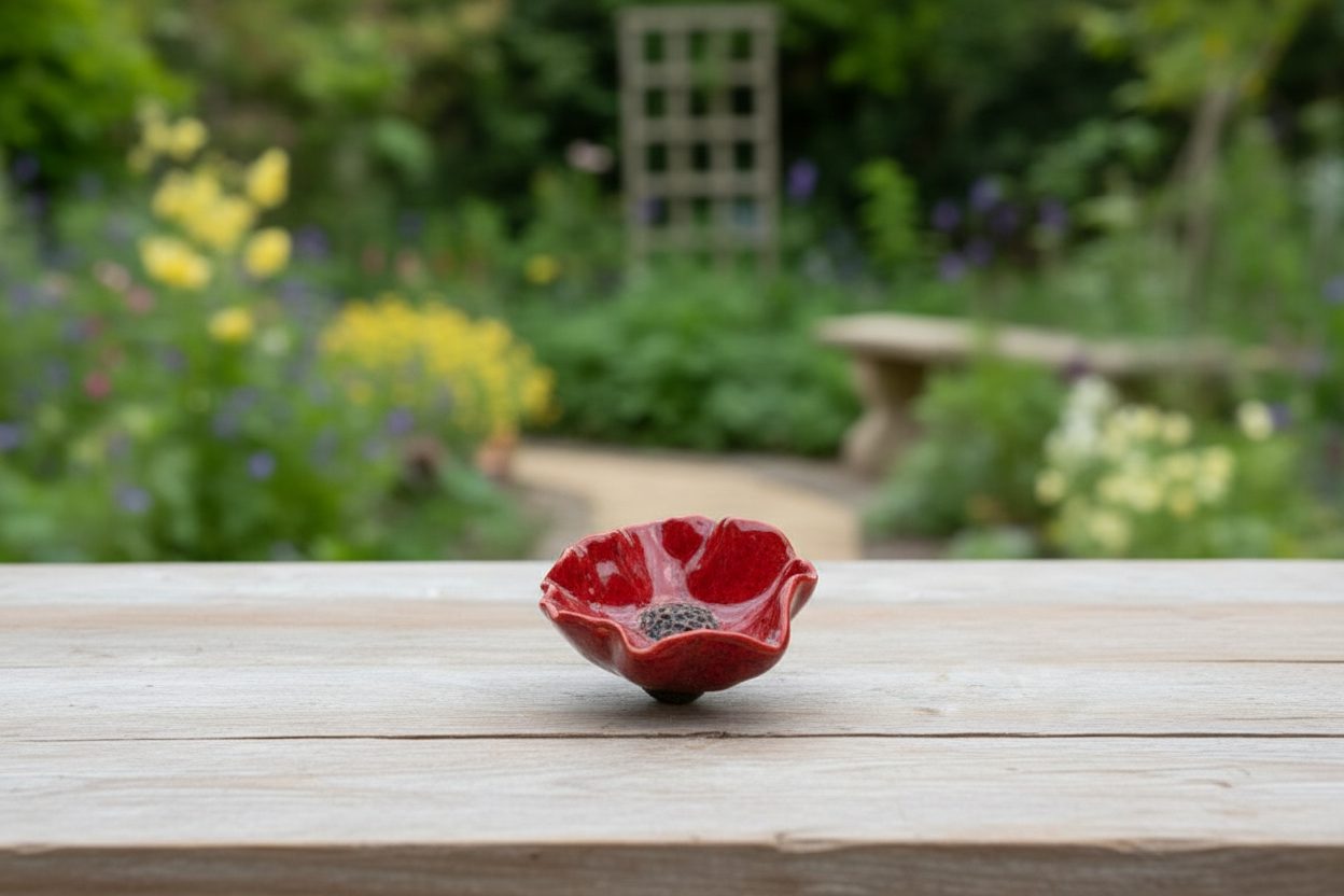 Two- Freestanding Poppy Decorations, 8cm -Great for rememberance.