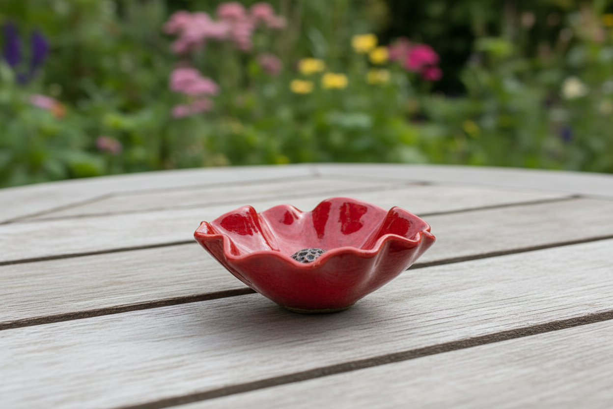 Two- Freestanding Poppy Decorations, 8cm -Great for rememberance.