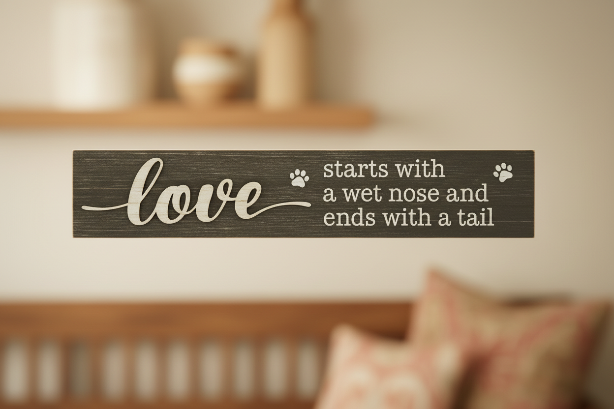 LOVE STARTS WITH... Wooden Plaque - If you love Dogs, this is for you. W40cm