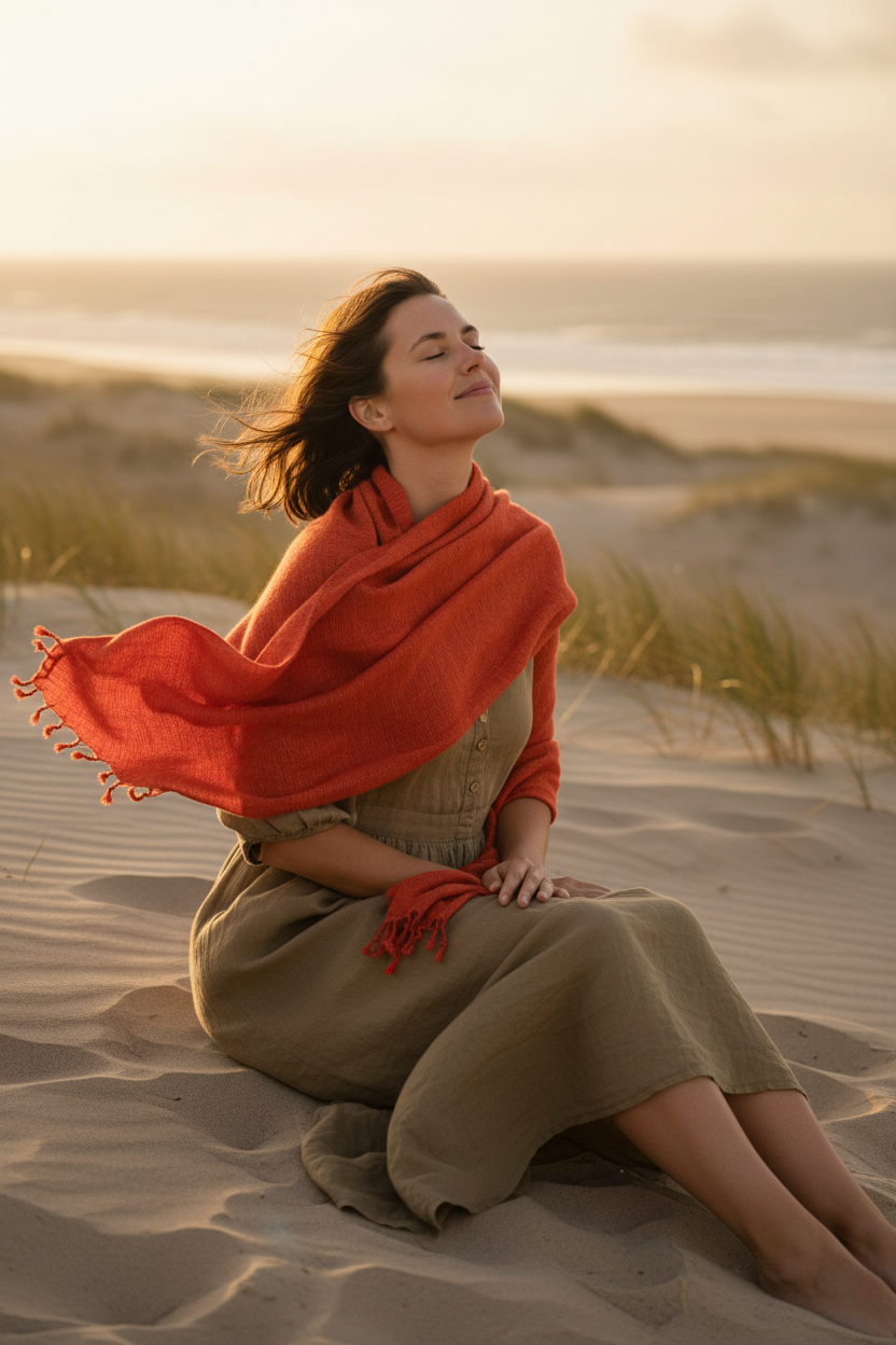 Nepali Shawls - Orange Production: Ethically sourced and Fair trade