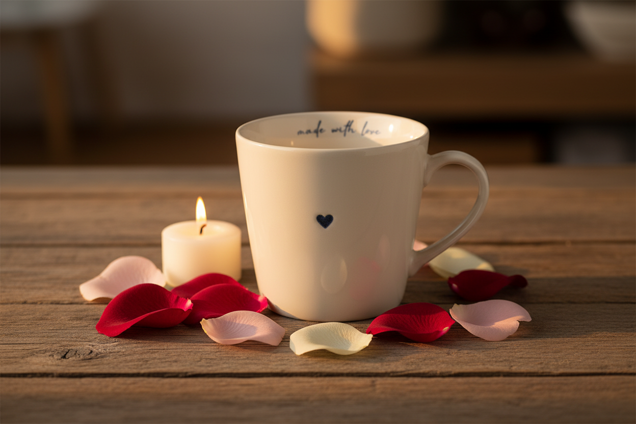 V-Shaped Mug - Wax Resist Blue Heart