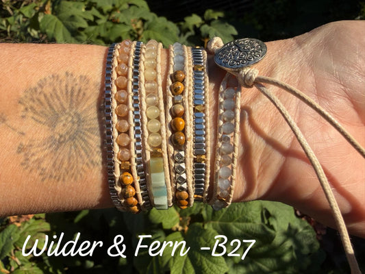 Natural Amazonite & Jasper Stone Boho Wrap Bracelet
