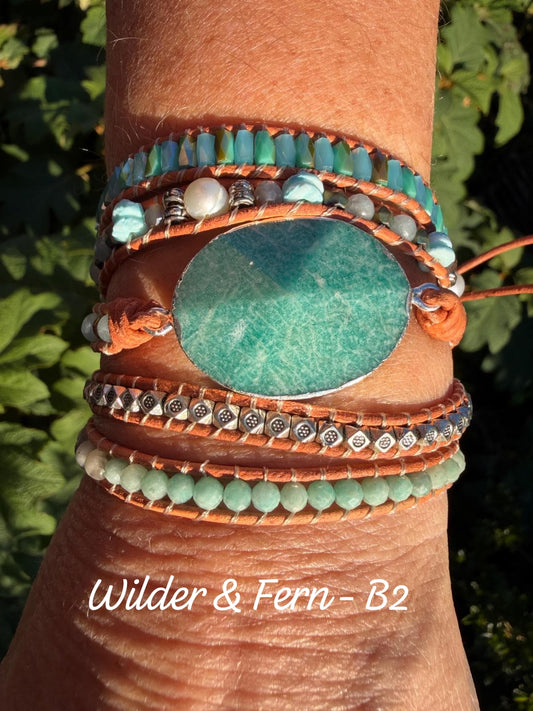 Natural Calming Amazonite Bead Wrap Bracelet, Boho Jewellery