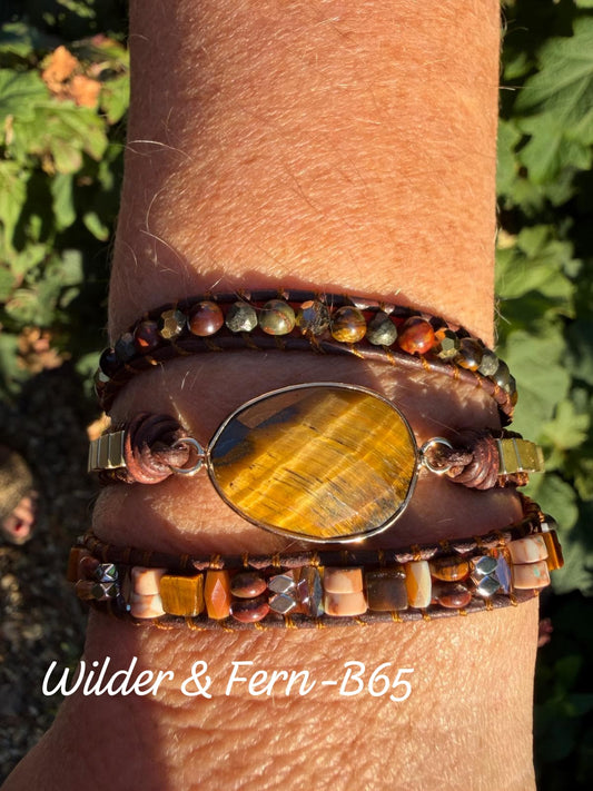Natural Tiger Eye & Mixed Stone Bead Wrap Bracelet