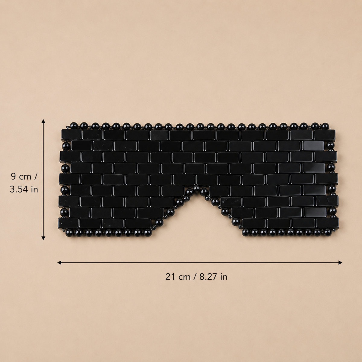 Gemstone Eye Mask | Natural Crystal Cooling Therapy Mask in black geometric natural crystal 21 x 9 cm