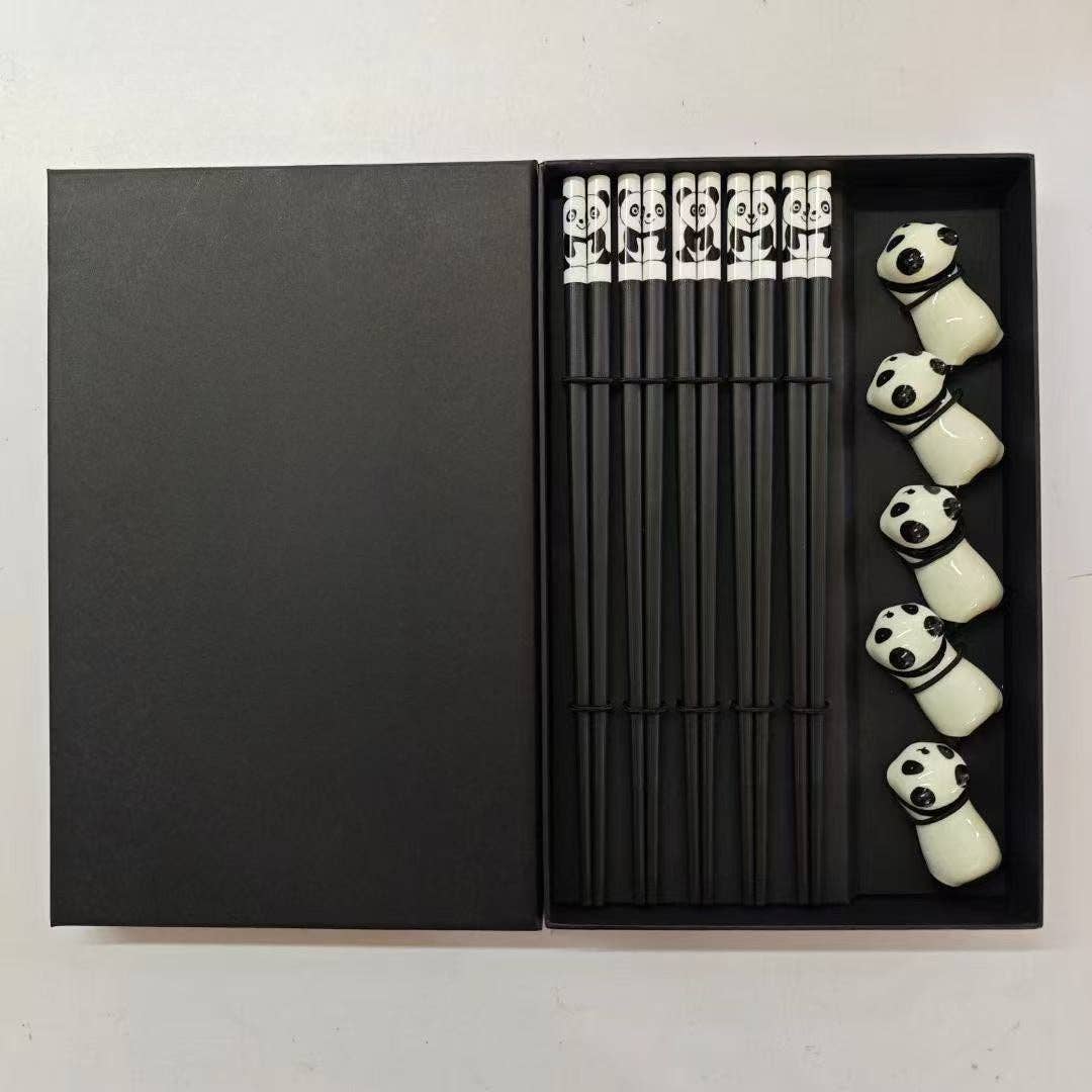 Gohobi A Set of 5 Pairs of Wooden Chopsticks and Rests