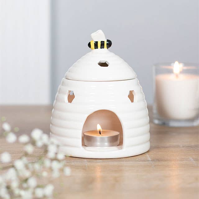 White Beehive Ceramic Oil Burner H17cm