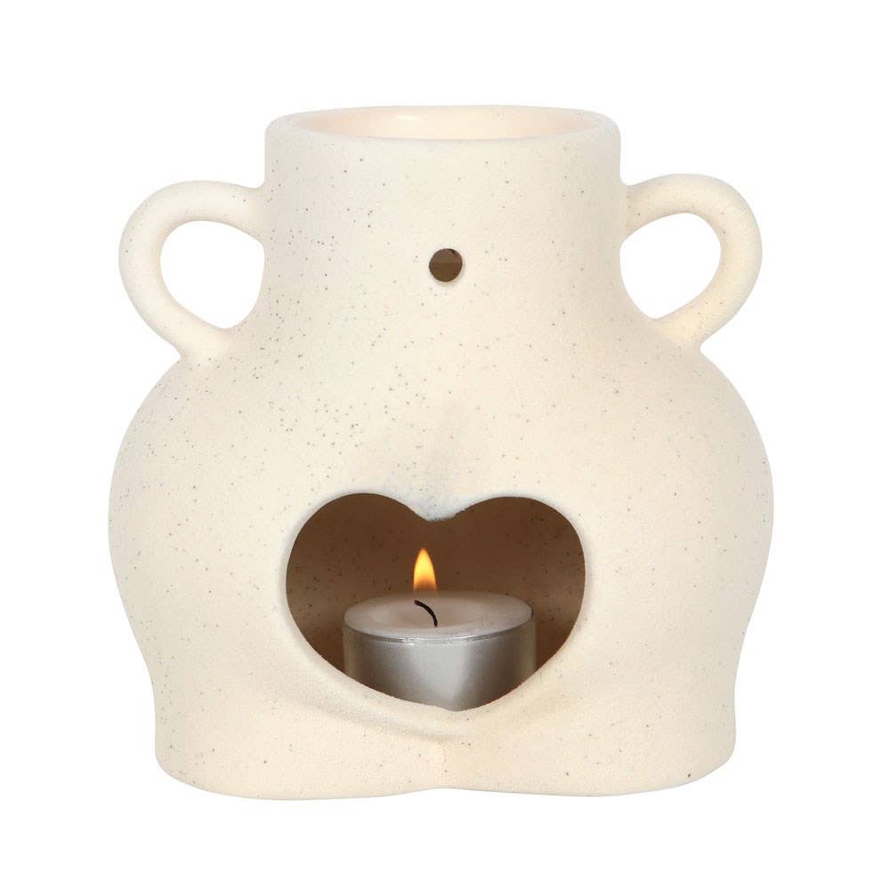 Cream Speckle Bum Oil Burner and Wax Warmer H13cm