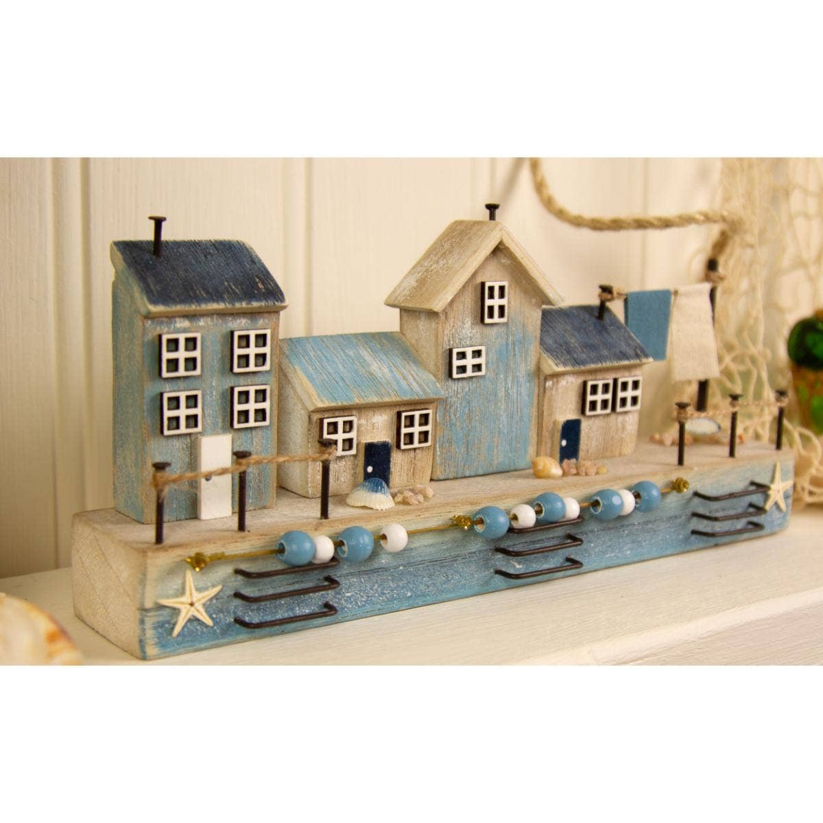Harbourside Scene with 4 Cottages, W25cm -Good quality!