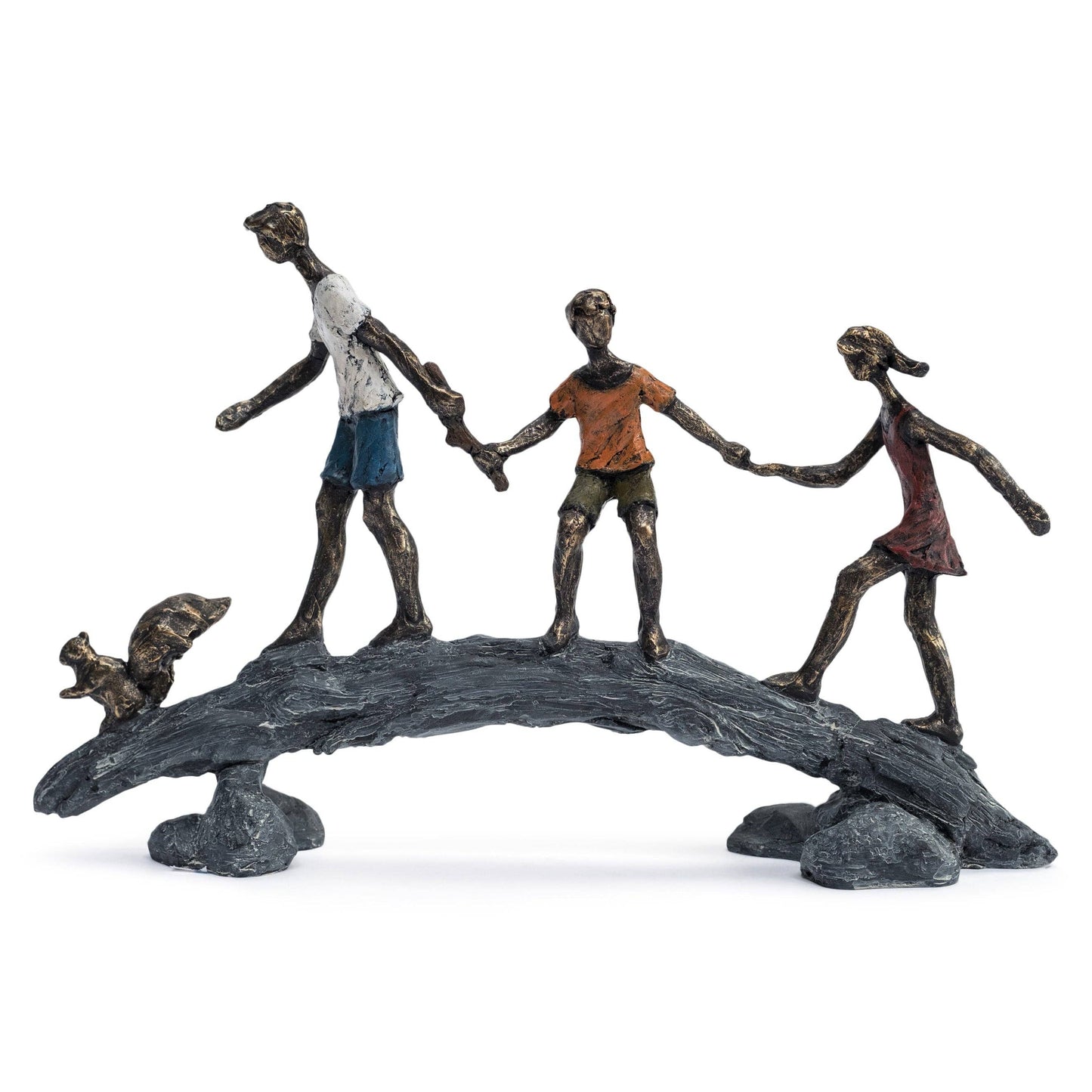 Children on a Bridge sculpture H23cm