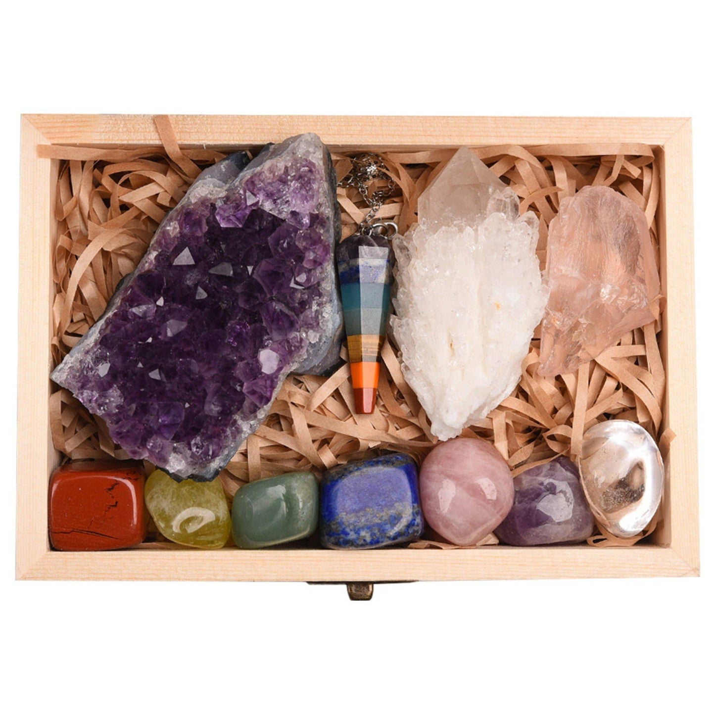 Healing Crystal Gift Set | 11 Piece Chakra Collection in Wooden Box