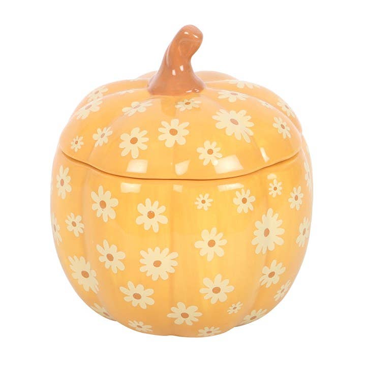 Groovy Floral Pumpkin Ceramic Oil Burner, 14cm