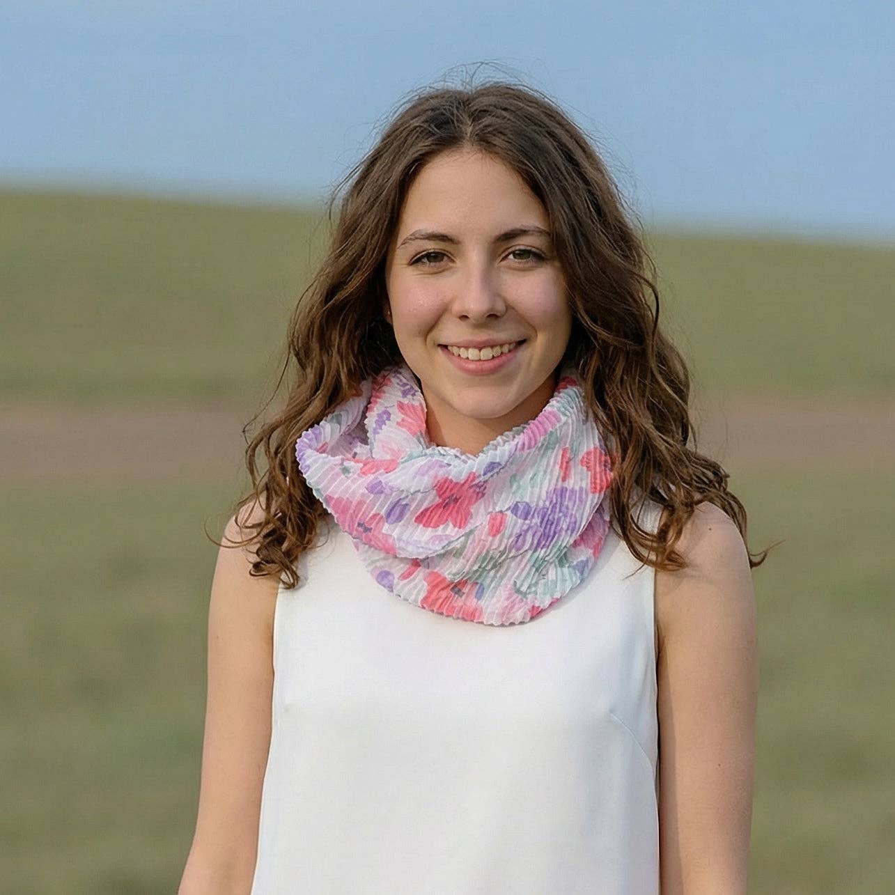 Pastel Flowers Neck Scarf | Magnetic Clasp Snood