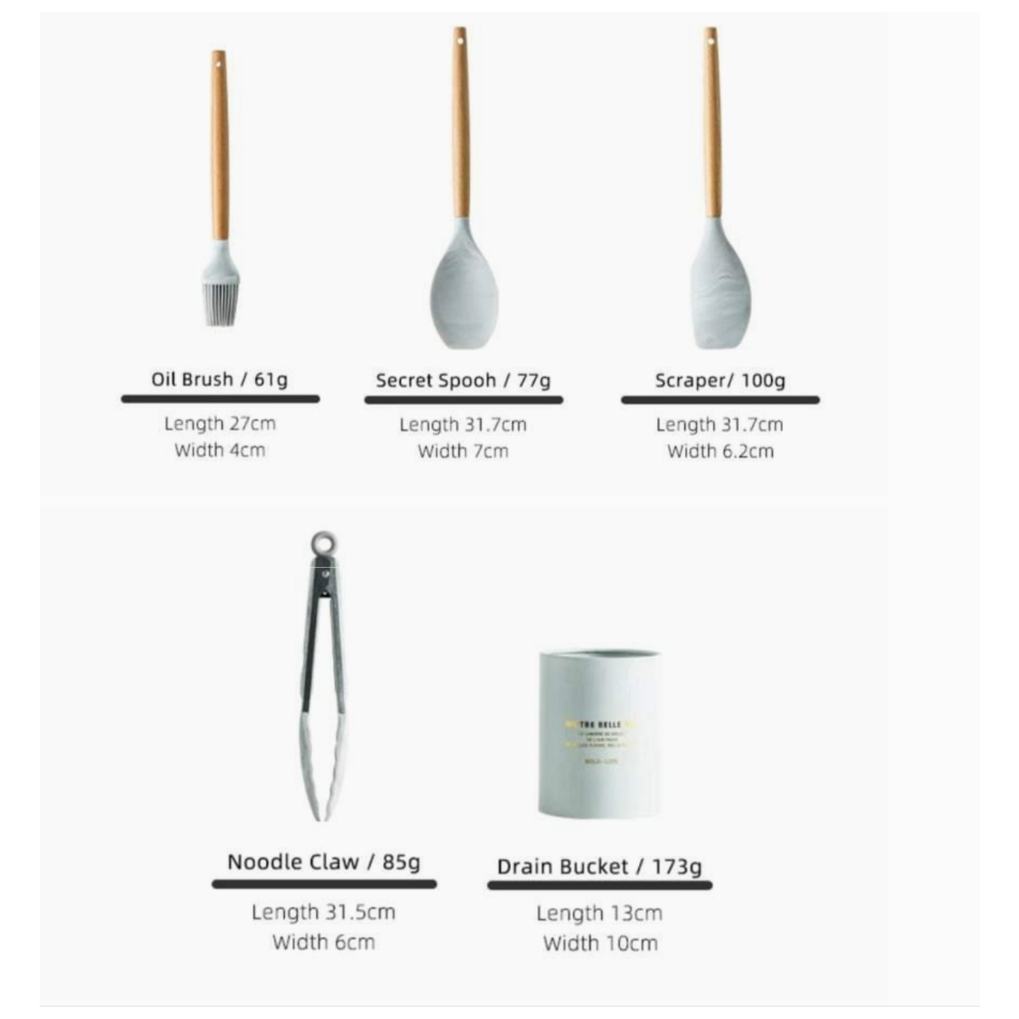 White Grey Marble Silicone Cooking Utensils Set