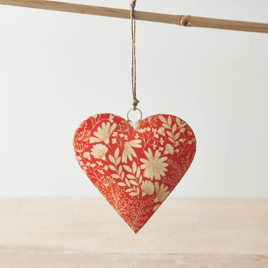 Hanging Orange Floral Heart 10cm
