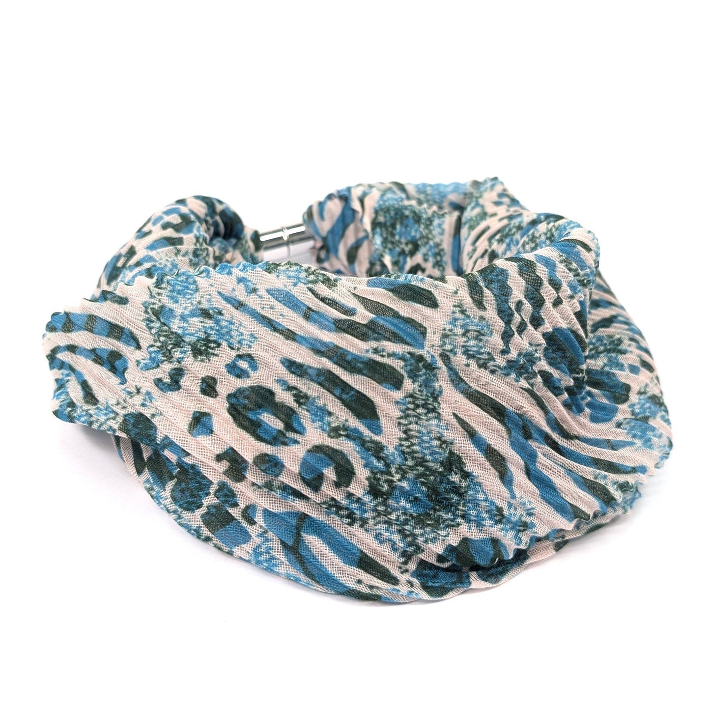Walk On The Wild Side Teal Neck Scarf | Magnetic Clasp Snood