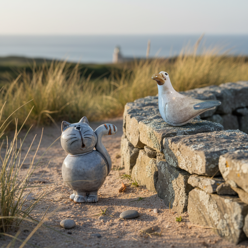 Cat and Seagull - Peaceful Display