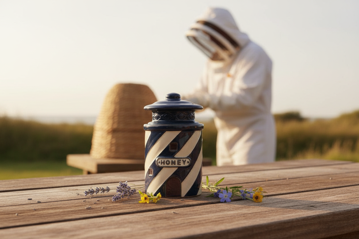 Coastal Novelty Honey Pot with Beekeeper