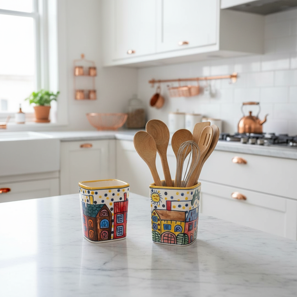 Colourful Ceramic Utensil Pots - Scandi Kitchen