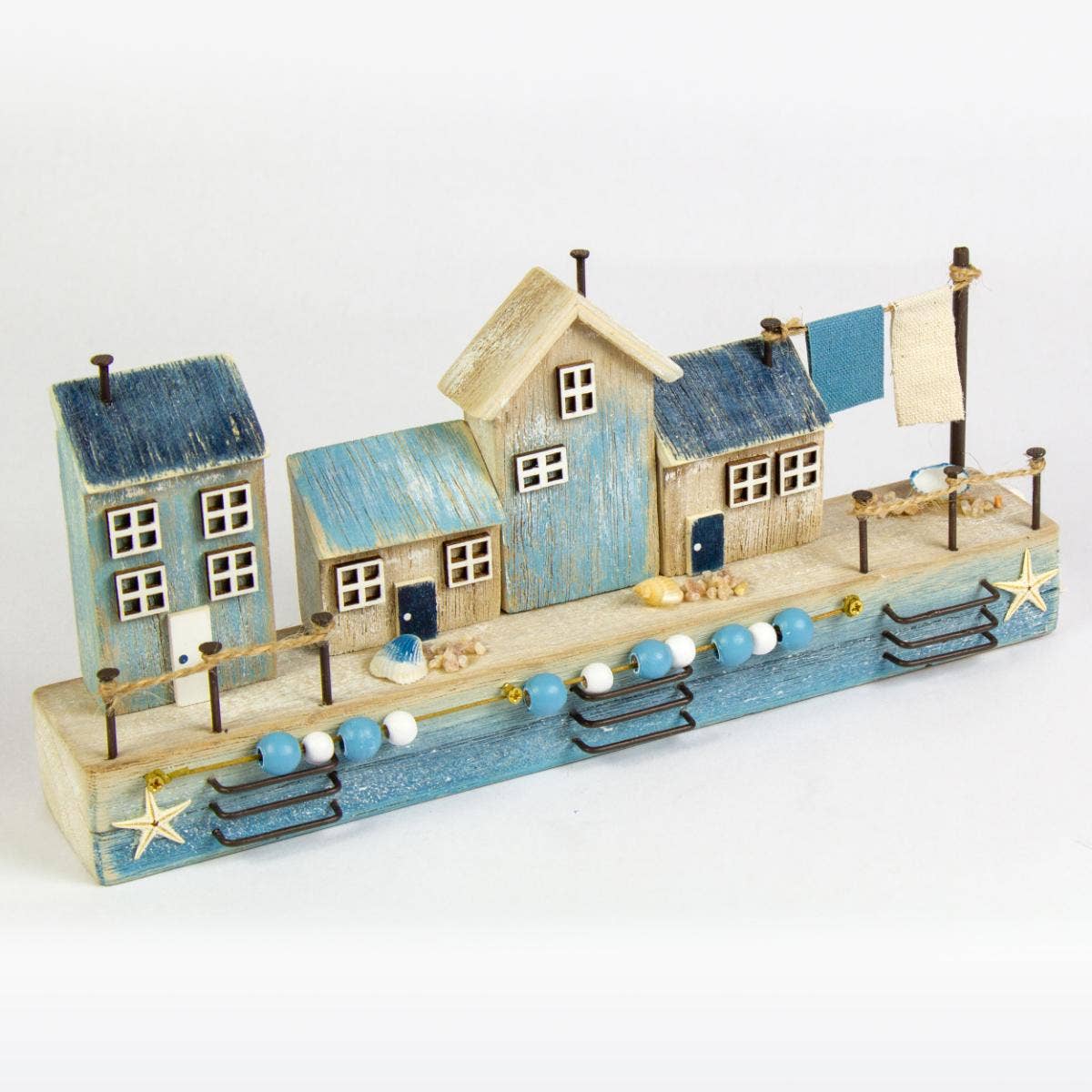 Harbourside Scene with 4 Cottages, W25cm -Good quality!