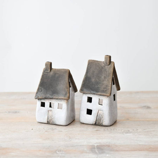 2A Speckled White Windlight House Deco, 17.3cm