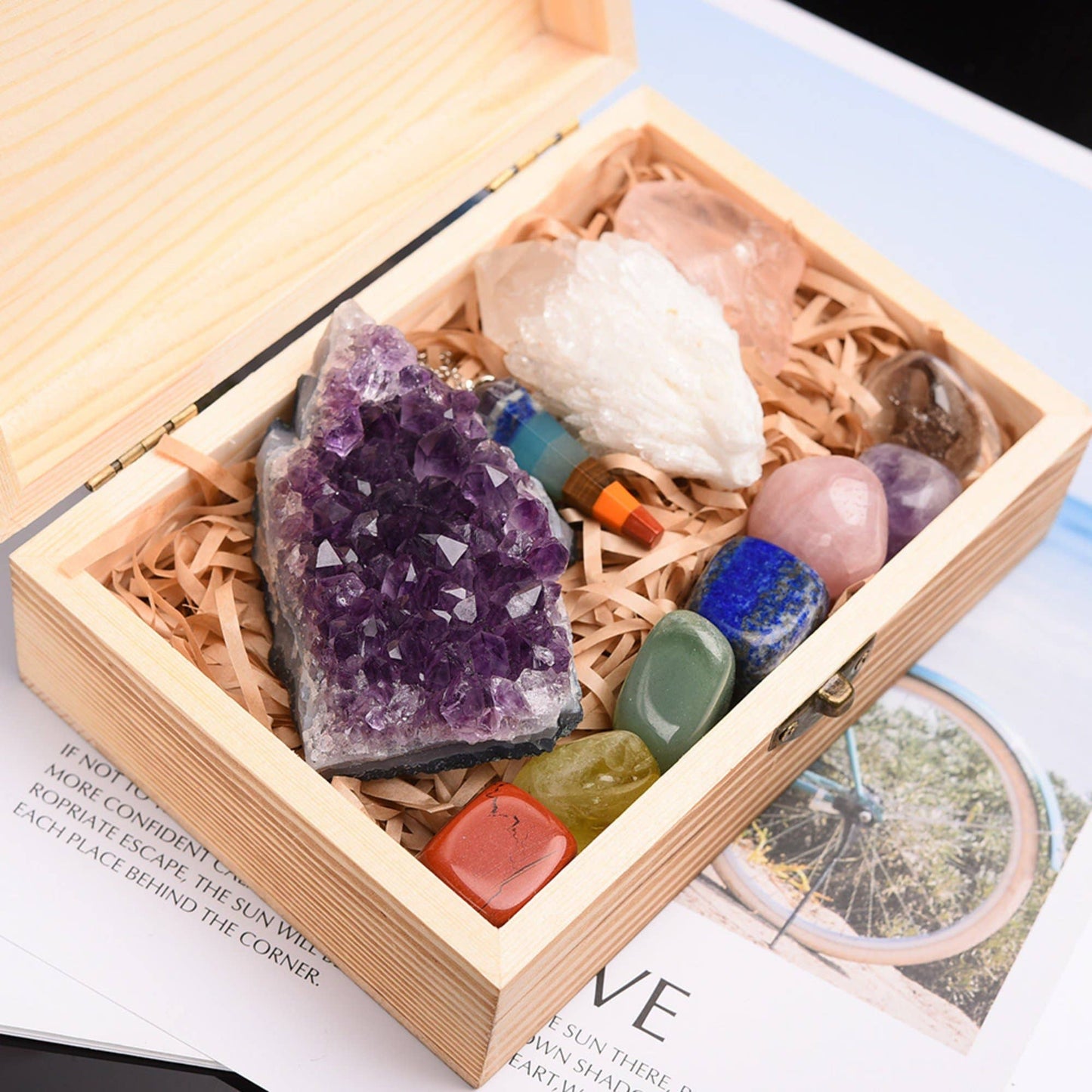 Healing Crystal Gift Set | 11 Piece Chakra Collection in Wooden Box