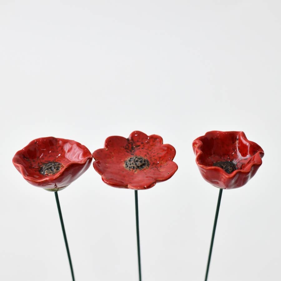 Two- 3A Garden Poppy Stakes, 28cm