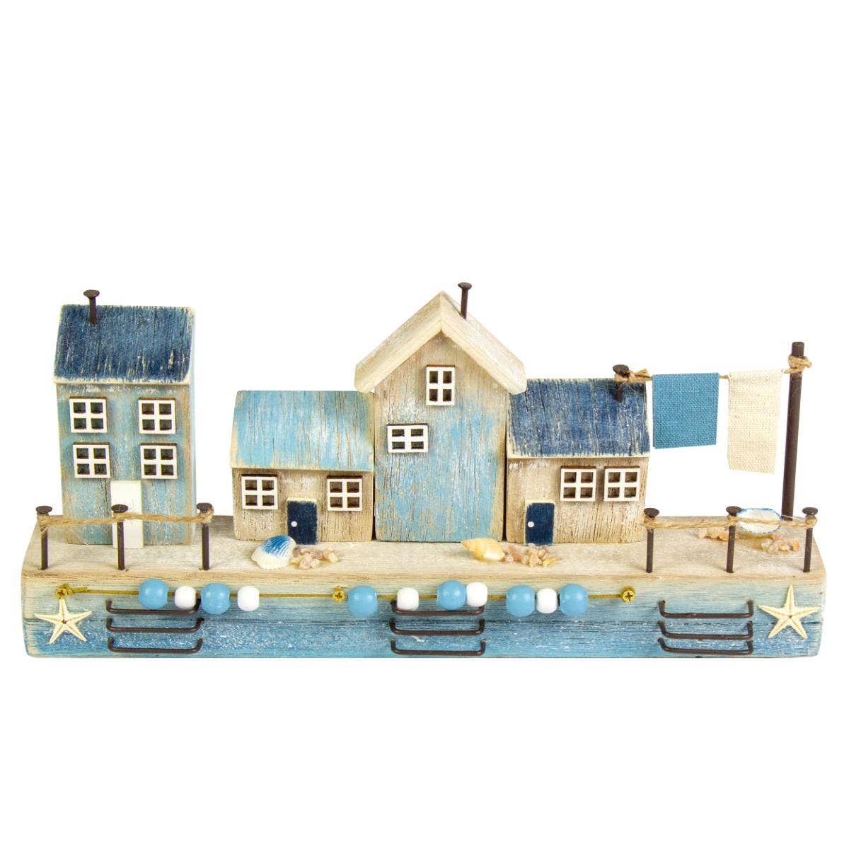 Harbourside Scene with 4 Cottages, W25cm -Good quality!