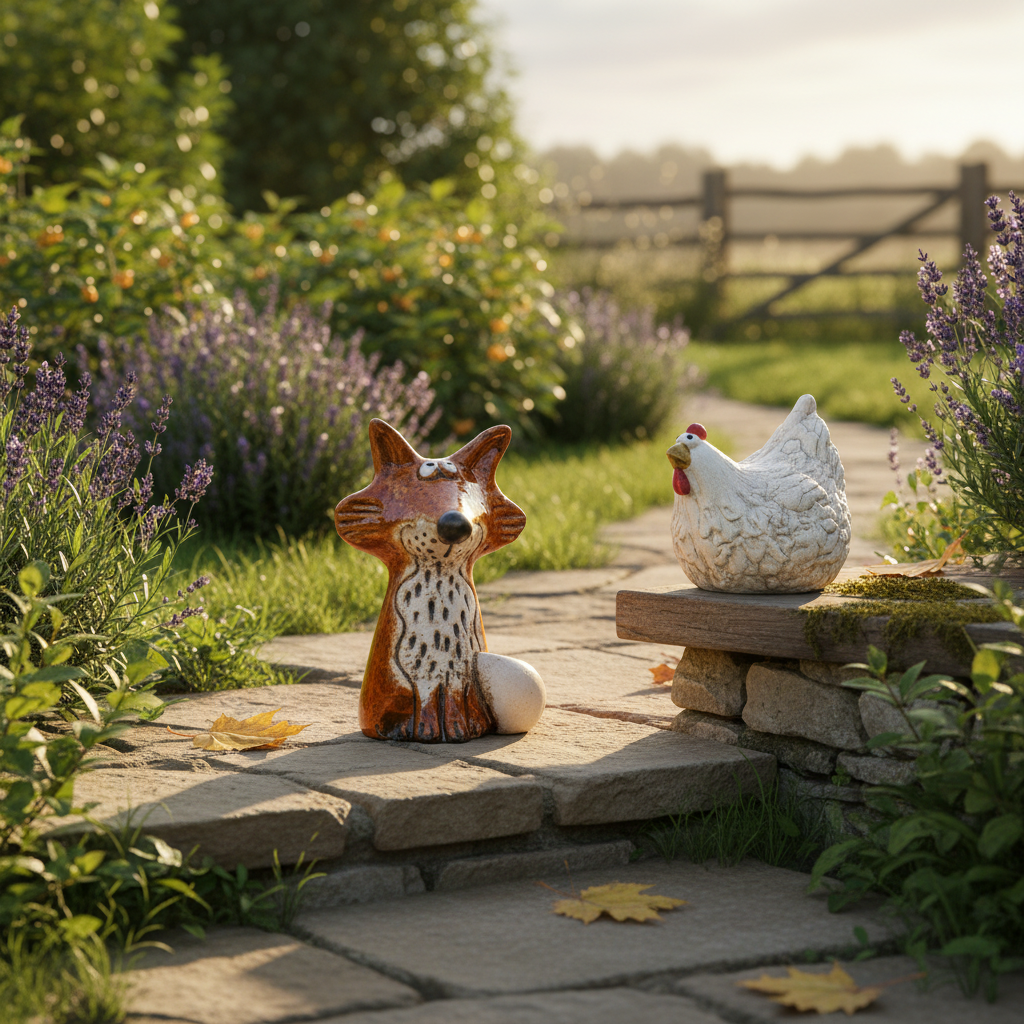 Glazed Fox & Rustic Chicken - Peaceful Display
