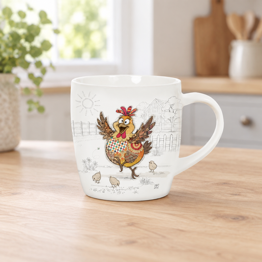 Bug Art Harriet Hen Mug with presentation box fine bone china mug with colourful animal illustration
