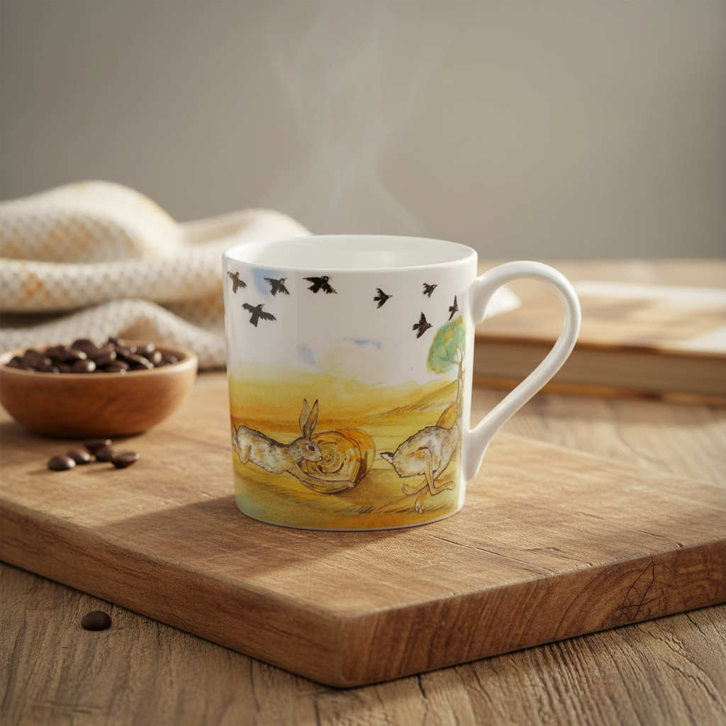 Jumping Hares Mug Lifestyle