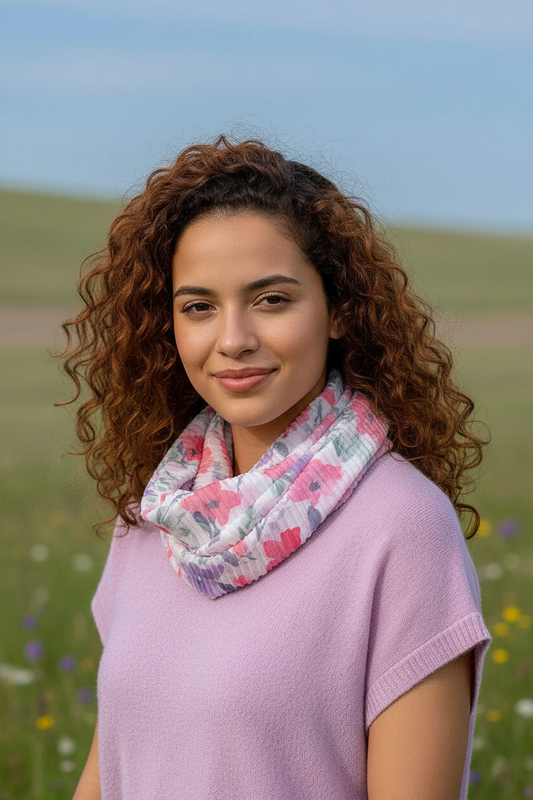 Pastel Flowers Scarf - Model 2 Outdoor