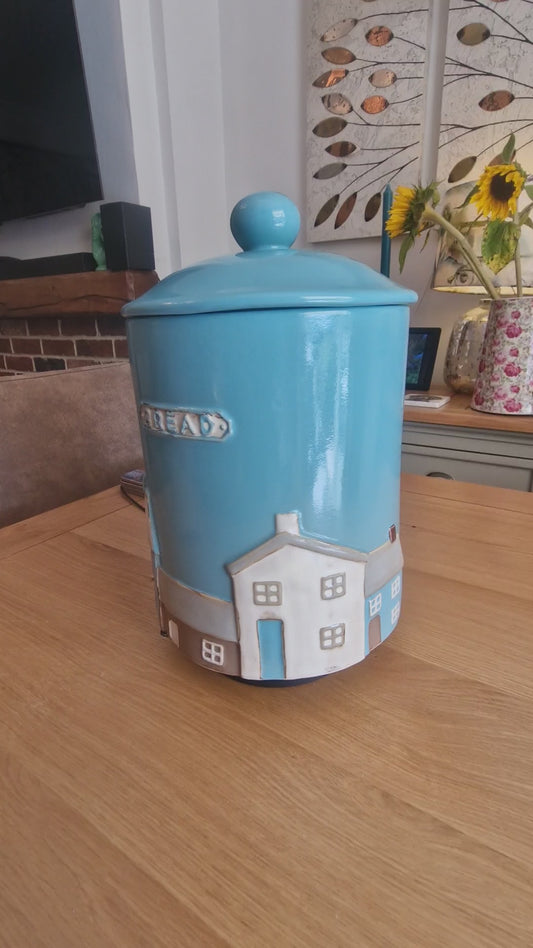 Ceramic Bread Bin & Lid | Teal Village Design H13"