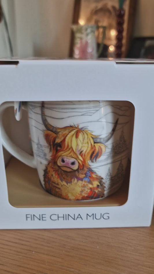 Bug Art Cameron Highland Cow Mug with presentation box