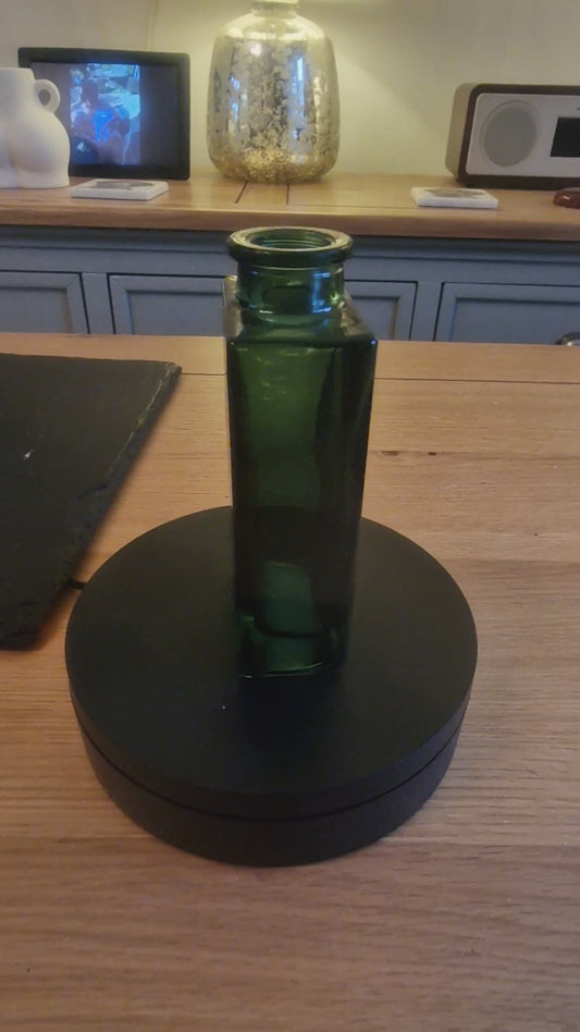 Green Glass Flower Vase or Diffuser Bottle, 12cm