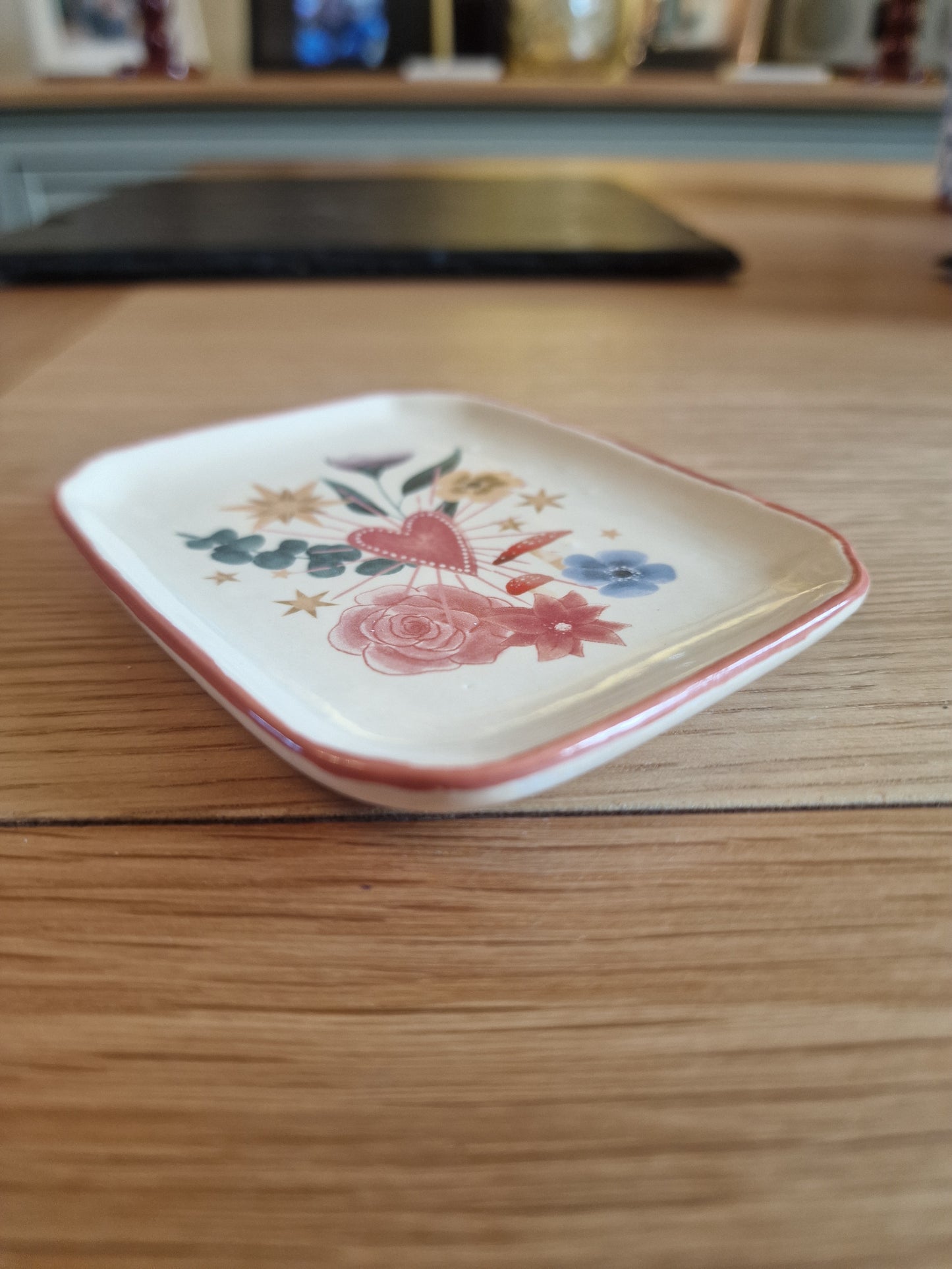 Floral Heart Trinket Dish 10cm | Toadstool & Stars Ceramic Jewellery Tray