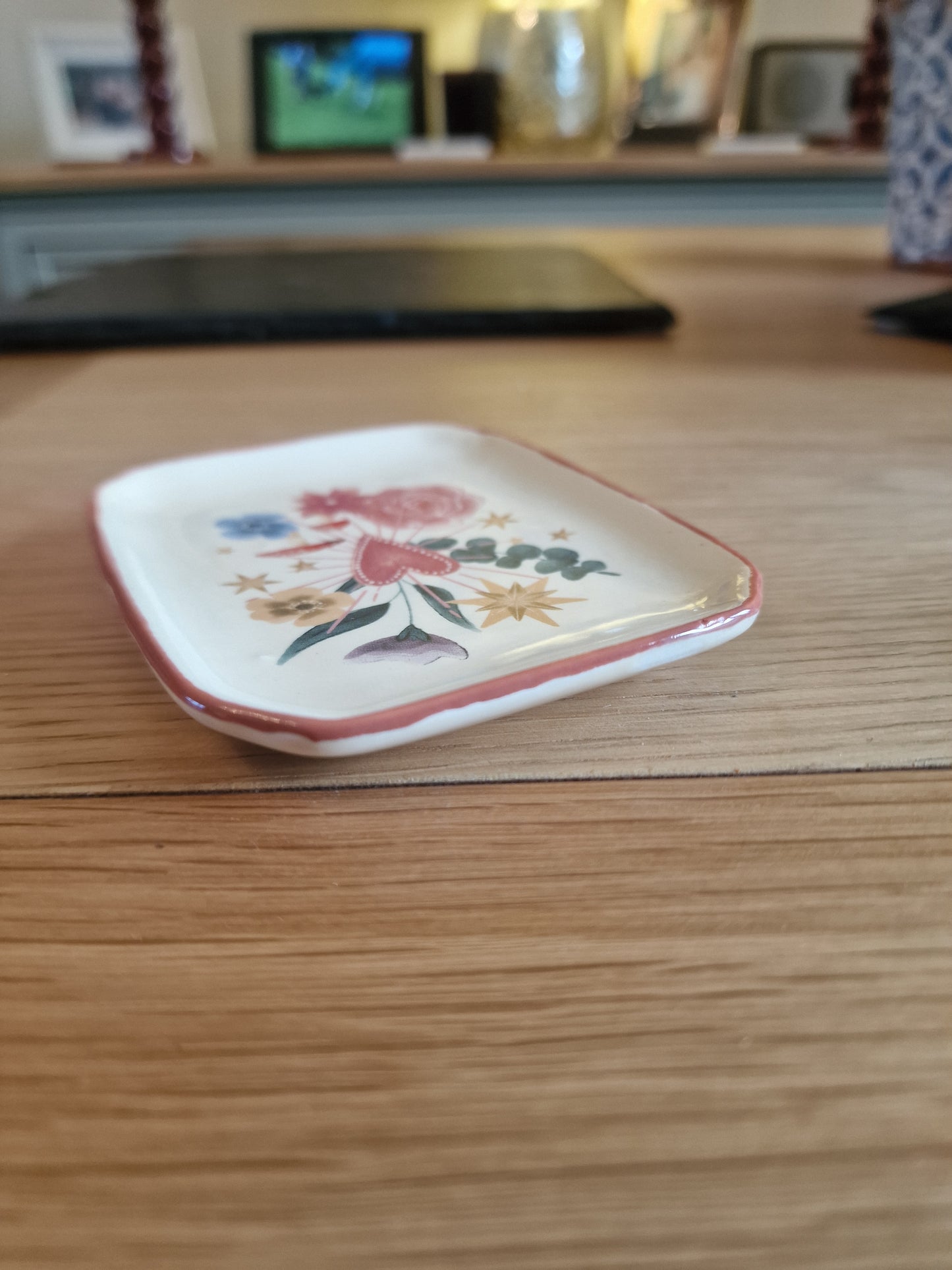 Floral Heart Trinket Dish 10cm | Toadstool & Stars Ceramic Jewellery Tray