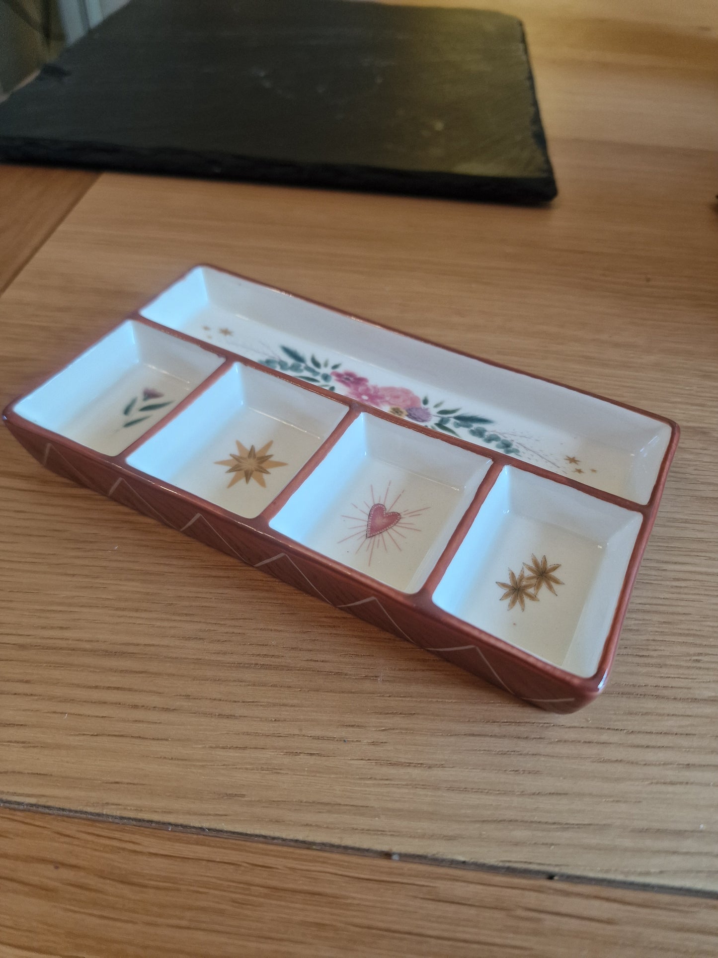 Floral Heart Ceramic Trinket Tray 15cm | Jewellery Storage Dish