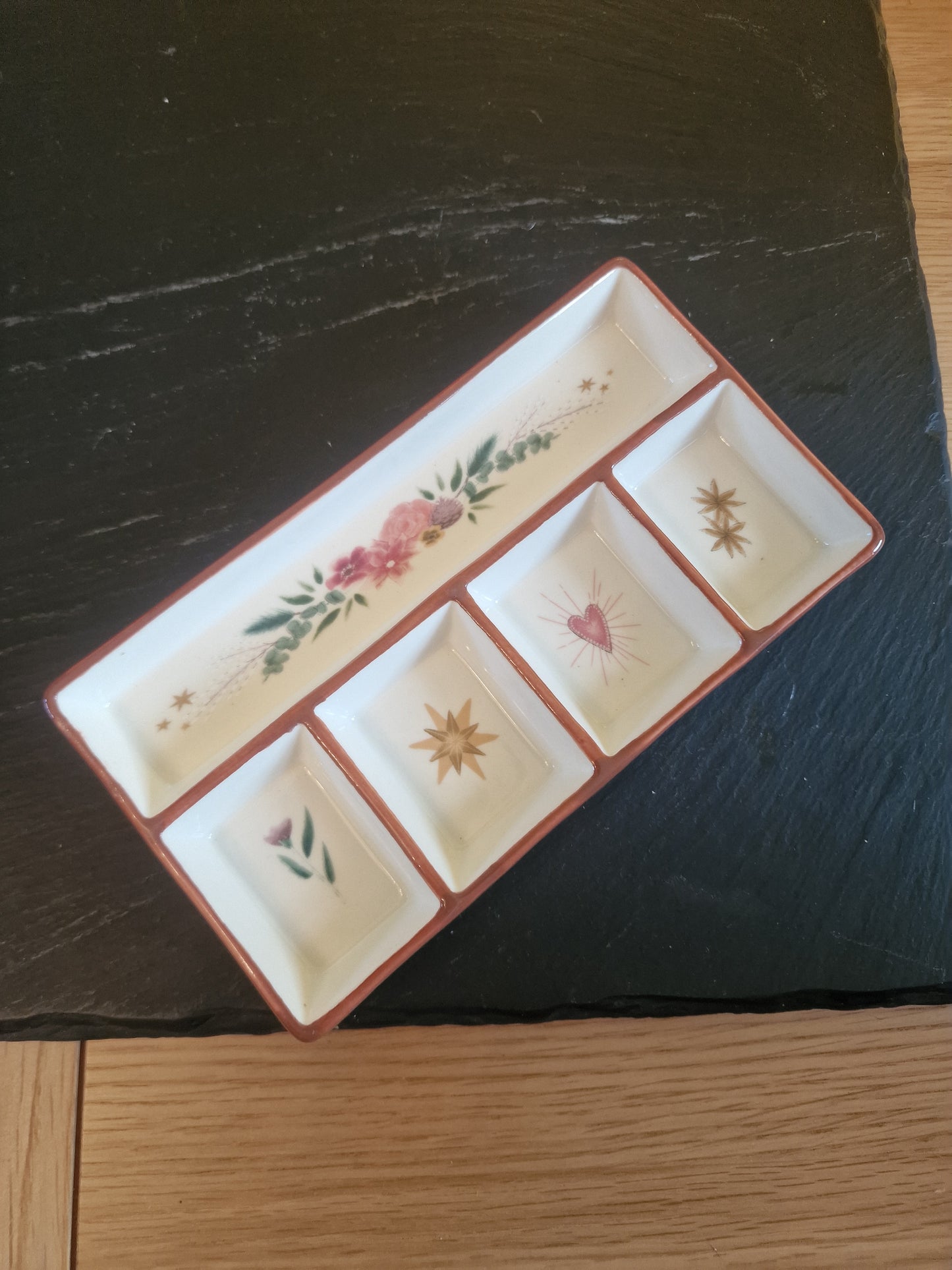 Floral Heart Ceramic Trinket Tray 15cm | Jewellery Storage Dish