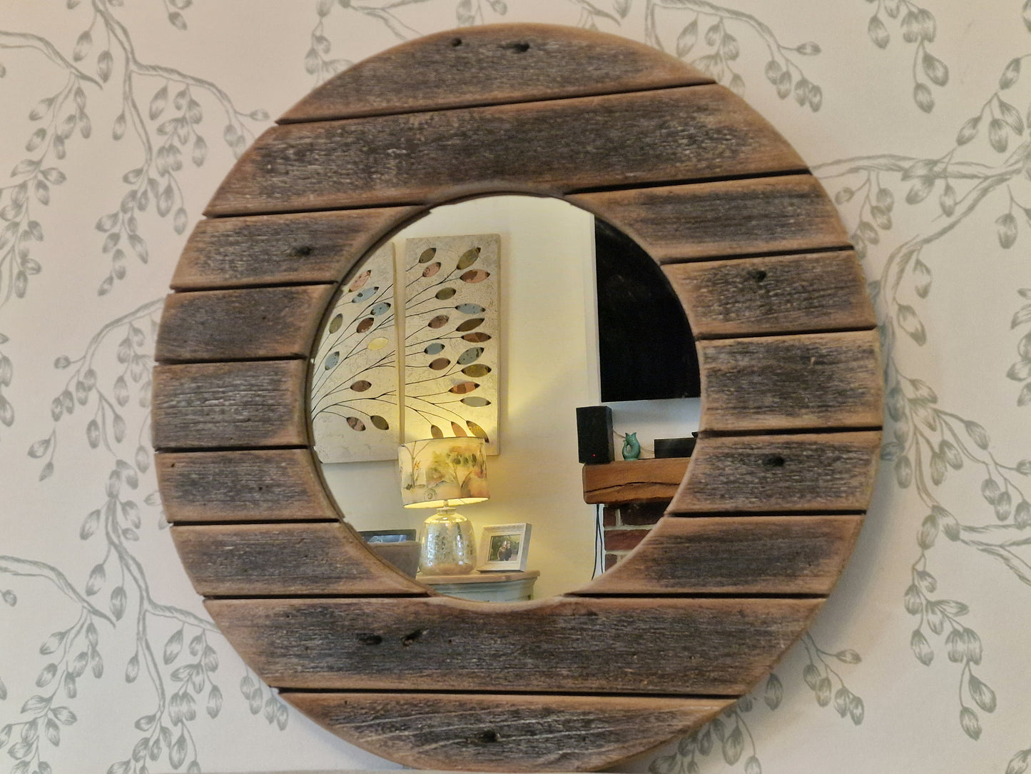 Wooden Planks Circular Mirror, 68cm