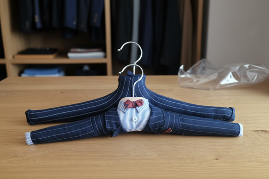 Set of 2 Men's Novelty Padded Hangers | Pinstripe Suit Design