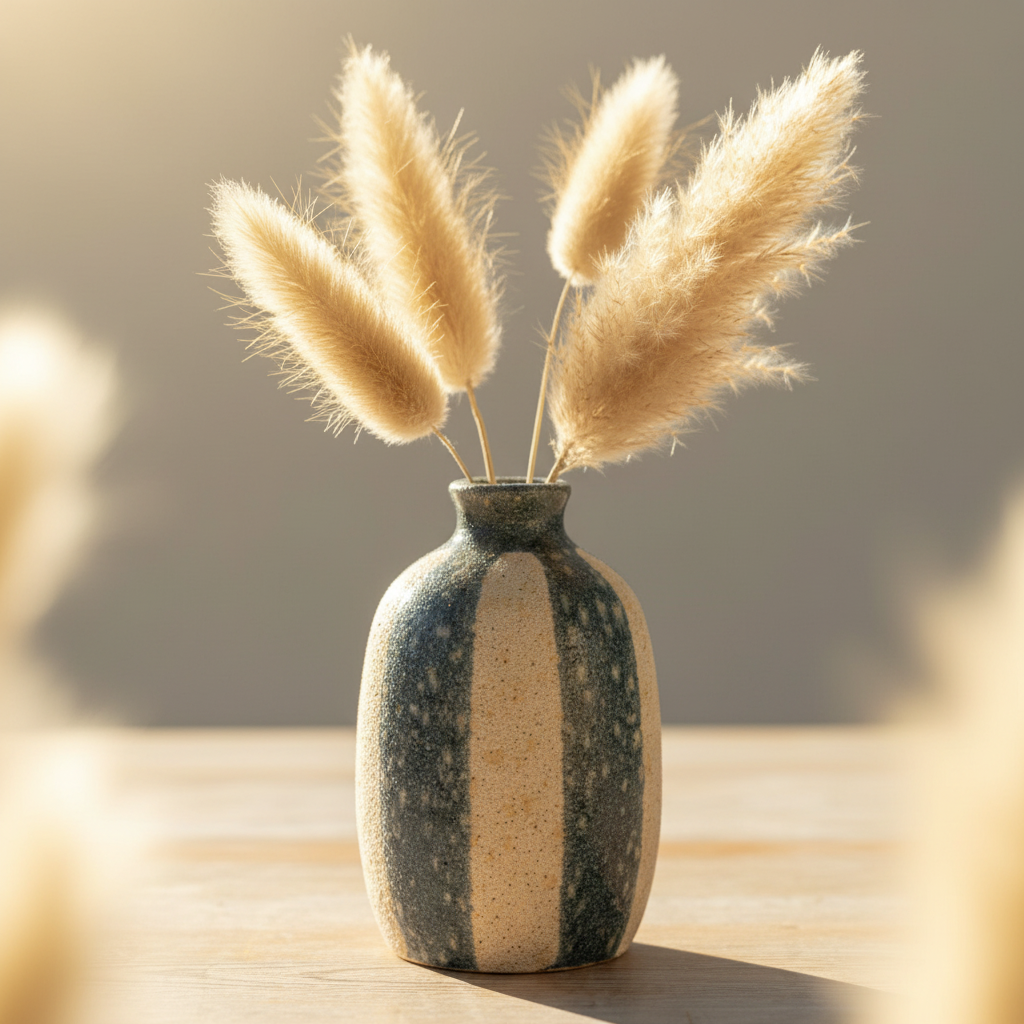 Striped Vase - Full Frame Pampas