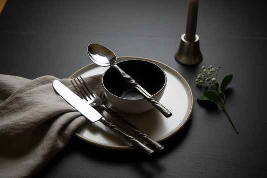Twisted Charcoal Cutlery - Lifestyle Hero