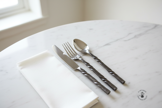 Twisted Charcoal Cutlery - Light Place Setting