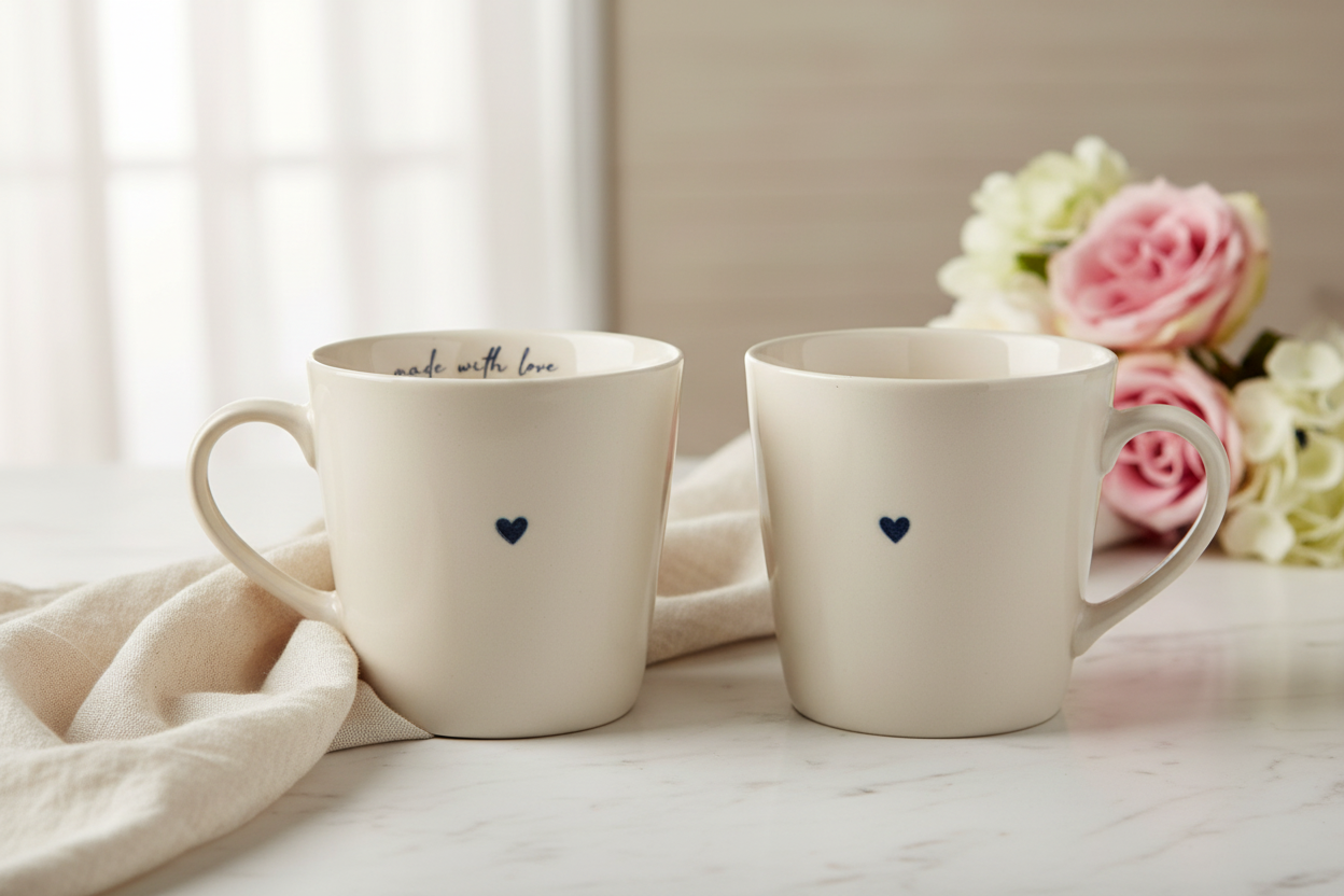 V-Shaped Blue Heart Mug - Lifestyle Hero Shot 3