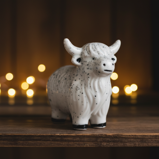 White Highland Cow Zoomed Lifestyle